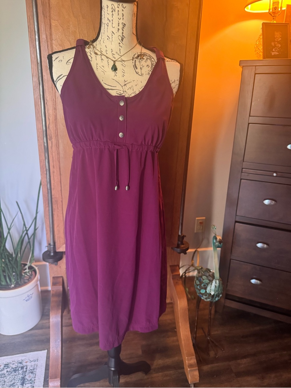 Athleta Plum Sleeveless Drawstring Summer Dress